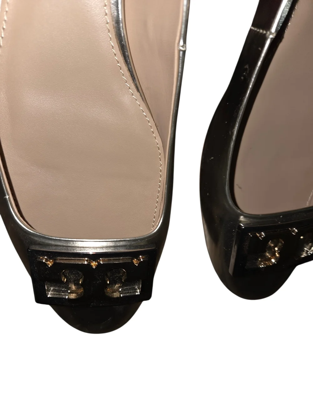 Tory Burch Gigi Mettalic Block Heel sz 9.5